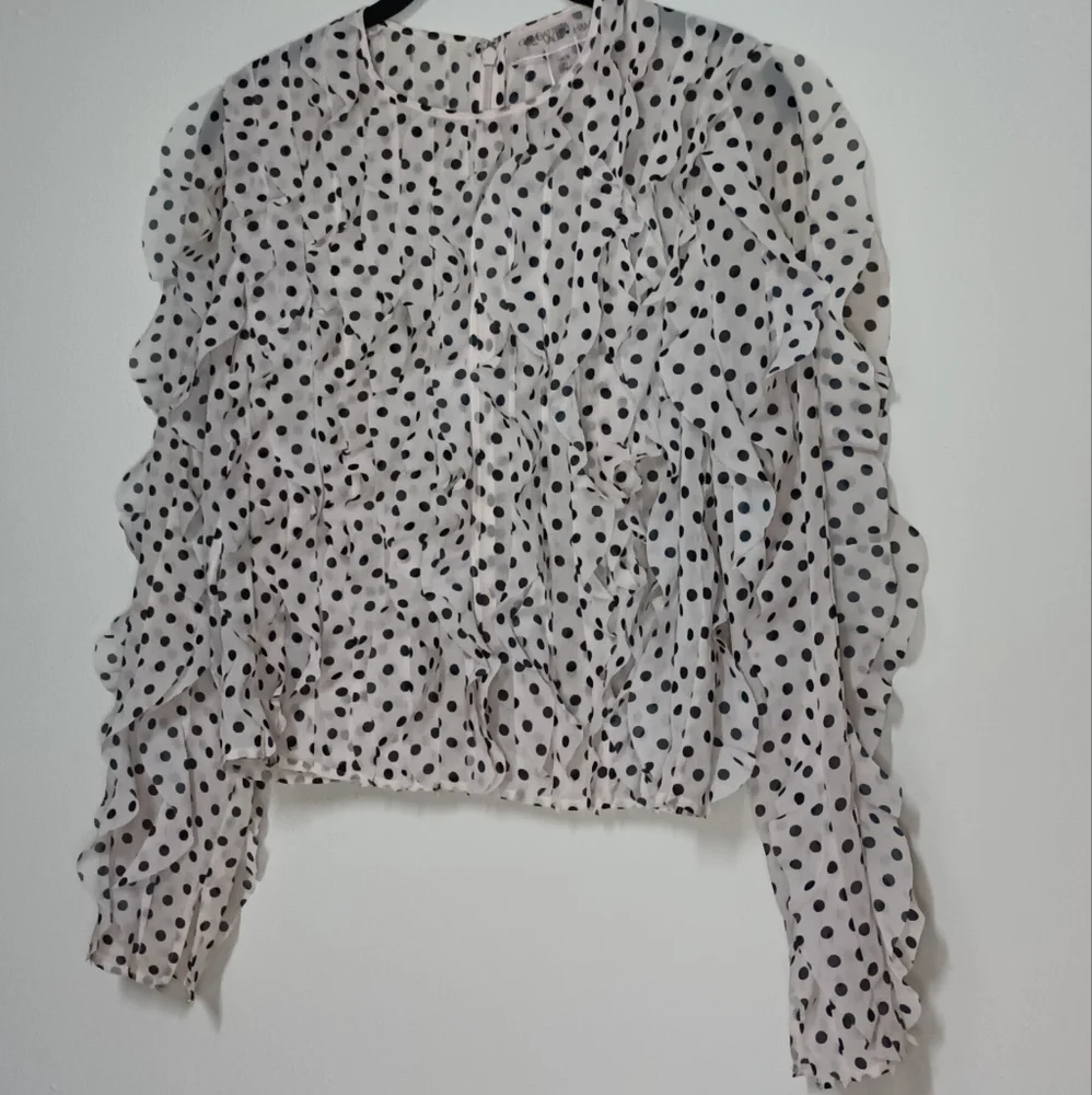 GIAMBATTISTA VALLI x H&M ruffled pink with black dots top size 2